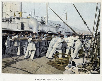 Voorbereidingen voor vertrek - in Album militaire - Marine: Het leven aan boord door French School