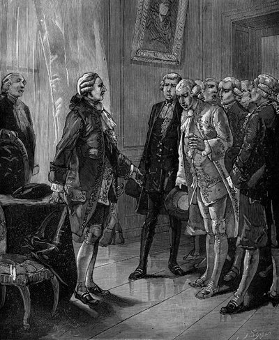 Presentatie aan de koning van Frankrijk Lodewijk XVI van het voorstel voor de oprichting van het Conservatoire des arts et metiers in 1783 door French School