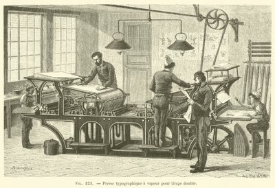 Presse typographique a vapeur pour tirage double door French School