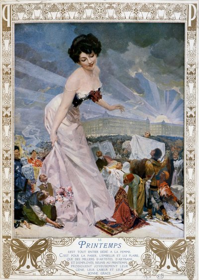 Printemps wijdde zich aan vrouwen... - advertentie van het warenhuis Le Printemps. 1910 door French School