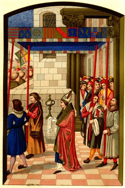 Processie van koning Rene I van Anjou (1409-1480) naar Aix en Provence door French School