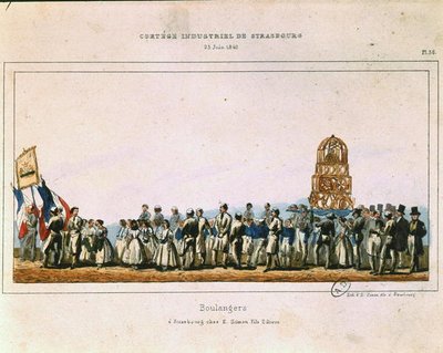 Processie van de bakkers in Straatsburg, 25 juni 1840 door French School