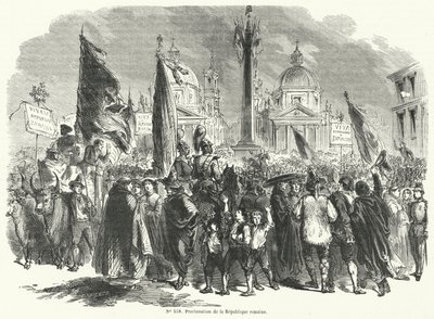 Proclamatie van de Romeinse Republiek, Italië, 9 februari 1849 door French School