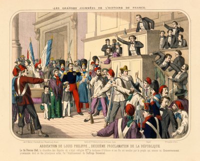 Proclamatie van de Tweede Franse Republiek tijdens de Februarirevolutie, 24 februari 1848, pamflet uitgegeven door Gadola, Lyon, 1848 door French School