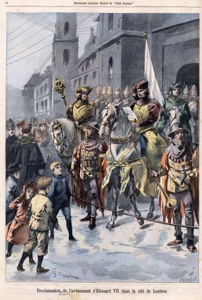 Proclamatie van de toekomst van Edward VII koning van Engeland op de dag van de dood van koningin Victoria op 22 januari door French School