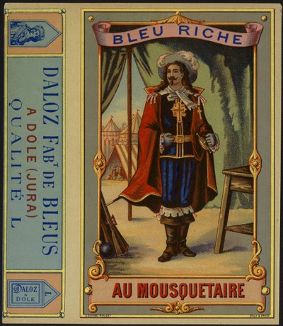 Productetiket voor Bleu Riche au Mousquetaire door French School