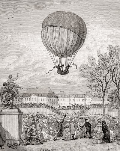 Professor Jacques Charles en Nicolas-Louis Robert vliegen met 