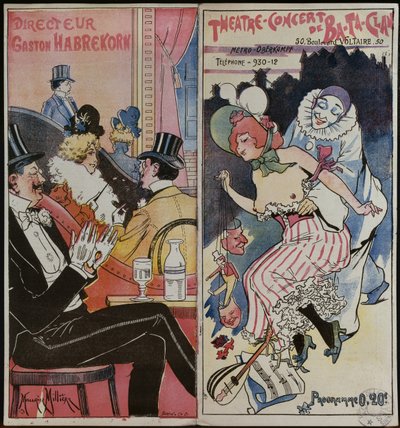 Programma voor het Ba-Ta-Clan caféconcert, c.1905 door French School