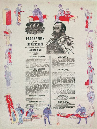 Programma van evenementen en festiviteiten voor het bezoek van koning Edward VII aan Parijs, 1-4 mei 1903 door French School