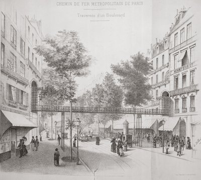 Project voor een Overground Metro Systeem in Parijs, 1886 door French School