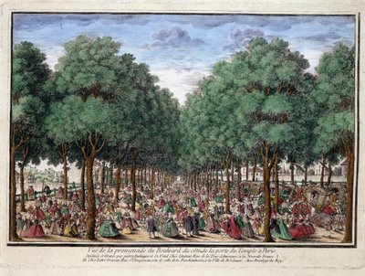 Promenade du boulevard, Porte du Temple in Parijs - gravure door French School