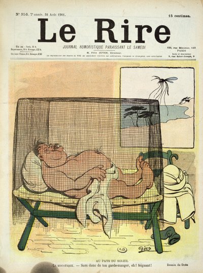 Bescherming tegen muggen in de koloniën, uit Le Rire, 31 augustus 1901 door French School