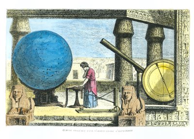 Ptolemaeus (c.90-168) in het observatorium van Alexandrië, uit La Vie des Savants Illustres door Louis Figuier door French School