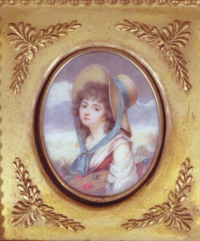 Pulcherie de Valence met een schoven tarwe, klaprozen en korenbloemen, ca. 1783 door French School