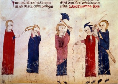 Straf: marteling van schuldigen. Miniatuur uit het manuscript 