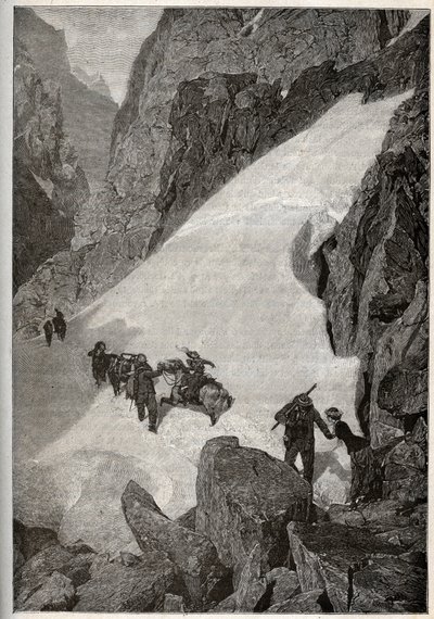 Pyreneeën - beklimming van de Pic du Midi - gravure in 