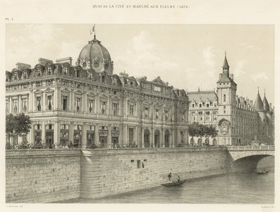 Quai de la Cité et Marché aux Fleurs, 1876 door French School