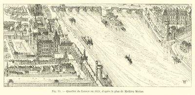 Wijk van het Louvre in 1615, naar het plan van Mathieu Merian door French School