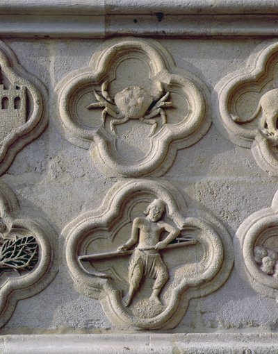 Vierpassen die Kreeft en juni uitbeelden, c.1220 door French School