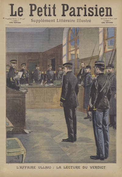 Voorlezing van het vonnis tijdens het verraadproces van Charles Benjamin Ullmo door French School