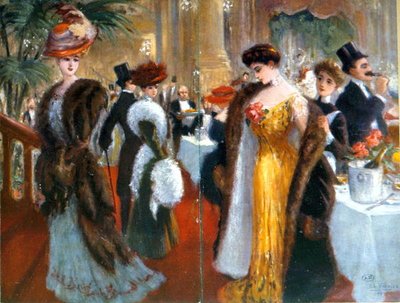 Receptie in Parijs ca. 1905-10 door French School