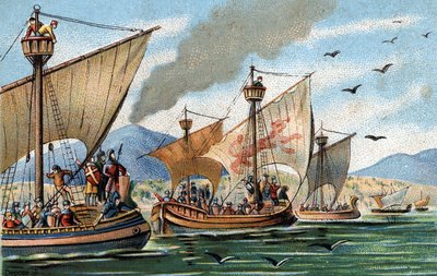 Herovering van Oost-Sicilië op de Arabieren: Roger de Hauteville verovert Puglia en Calabrië en vernietigt de Saraceense vloot in Palermo. door French School
