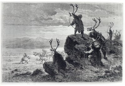 Rendierjacht in de Steentijd, illustratie uit L