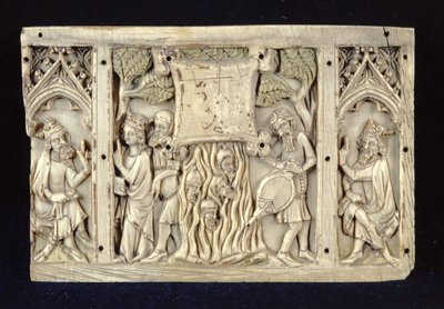 Reliëf dat scènes uit het leven van St. Catharina van Alexandrië toont, c.1370-80 door French School