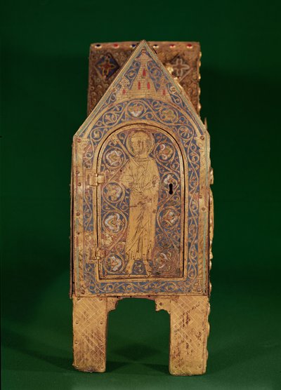 Reliekschrijn van St. Calminius, detail van St. Petrus met de sleutels, Limoges door French School