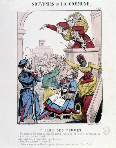 Herinnering aan de Commune: de Vrouwenclub - Karikatuur, Musée Carnavalet door French School