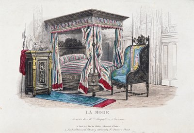 Interieur in renaissancestijl herzien in de smaak van het Napoleon III-tijdperk (gravure) door French School