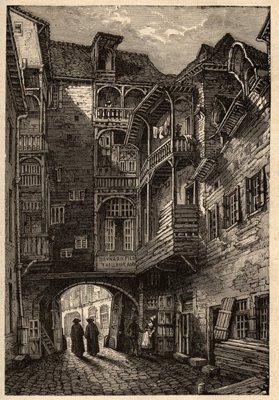 Rennes - De oude poort van de Carmelietenpassage - gravure in 