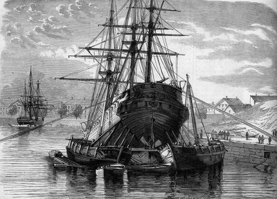 Reparatie van een schip (de stoomboot 