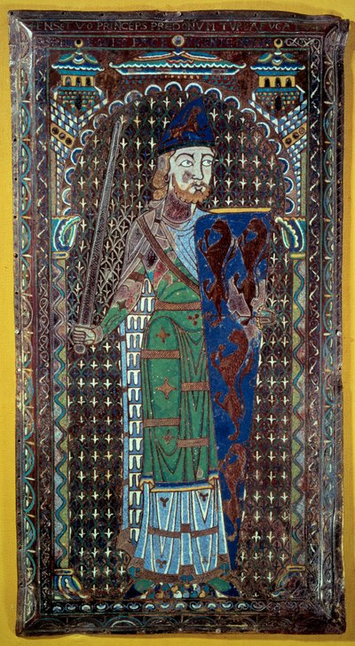 Voorstelling van Geoffroi V Le Bel Plantagenet (Graaf van Maine en Anjou, Hertog van Normandië) (1113-1151). Grafplaat in email. 1151. Musée de Tessé. Le Mans door French School