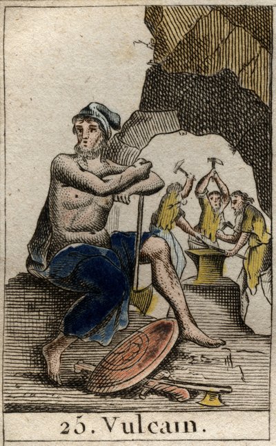 Voorstelling van Vulcanus, god van vuur, smederij en vulkanen. Uit 