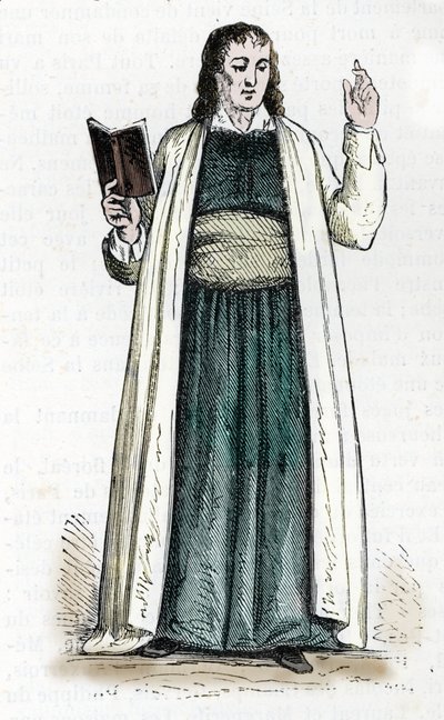 Voorstelling van een theofilantropistische priester (kleurgravure) door French School
