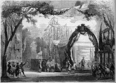 Voorstelling van een opera: Scenografie van de 1e akte van 