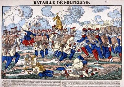Voorstelling van de Slag bij Solferino, 24 juni door French School