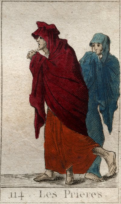Afbeelding van de Gebeden (of Lites), dochters van Jupiter, in de vorm van oude, kreupele en nederige vrouwen. Uit “Mythologie de la jeunesse” door Pierre Blanchard 1803. door French School