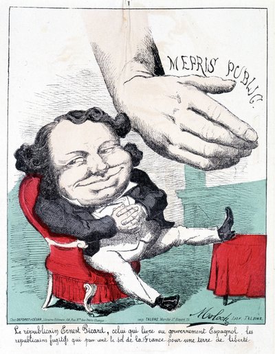 Republikein Ernest Picard, degene die de gevluchte Republikeinen uitlevert aan de Spaanse regering die Frankrijk als een land van vrijheid beschouwen door French School