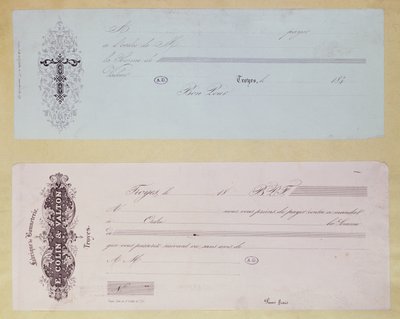 Verzoeken om te betalen, uitgegeven in Troyes in de jaren 1840 door French School