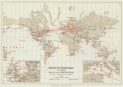 Telegraafnetwerk van de wereld door French School