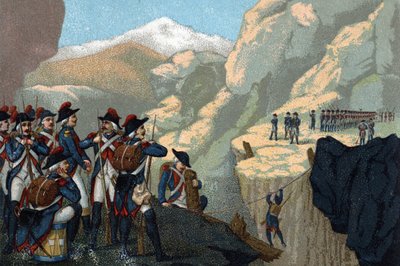 Reservelegercampagne in 1800: Passage van de Simplon door generaal Bethencourt in mei 1800. door French School