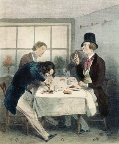 Restaurant in de rue Saint-Jacques in Parijs, ca. 1840 door French School