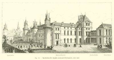 Herstel van de noordwestelijke gevels van het Louvre, rond 1610 door French School