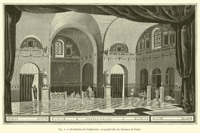 Herstel van het frigidarium, of grote zaal van de thermen van het Paleis door French School