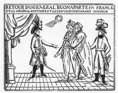 Terugkeer van Generaal Bonaparte naar Frankrijk (gravure) door French School