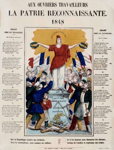 Revolutie van 1848 en geboorte van de tweede republiek: manifest en lied getiteld 