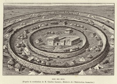 Ring des Huns. Ringvormige fortificaties ter bescherming van een nederzetting van de Hunnen door French School