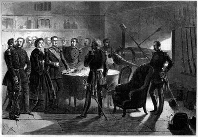Risorgimento - Expeditie van de Duizend of Rode Hemden door Giuseppe Garibaldi - Beleg van Gaeta, Italië door French School